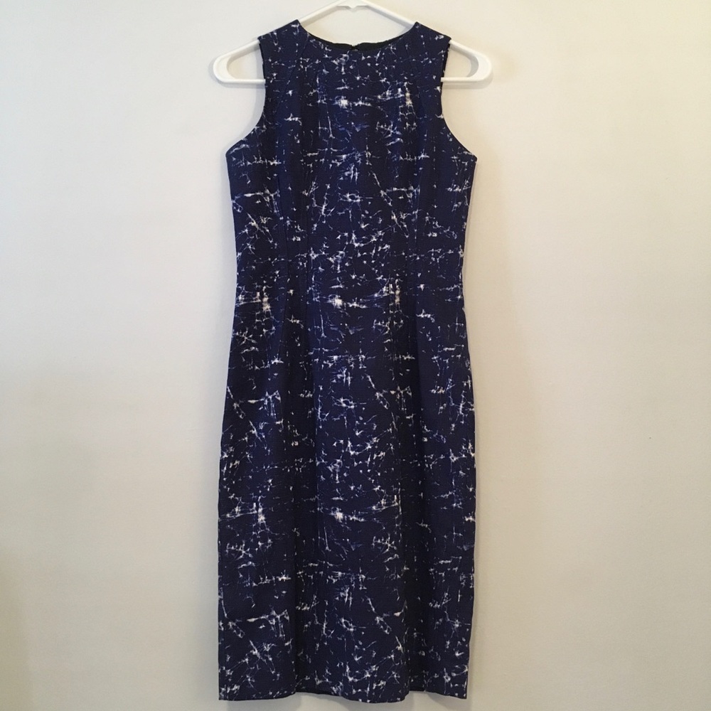 💕Michael Kors Sleeveless Navy/Print Sheath Dress